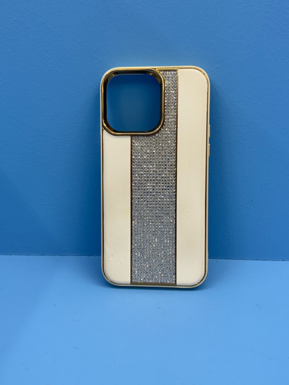 Luxury Cream and Gold Rhinestone Phone Case - Stylish Protection